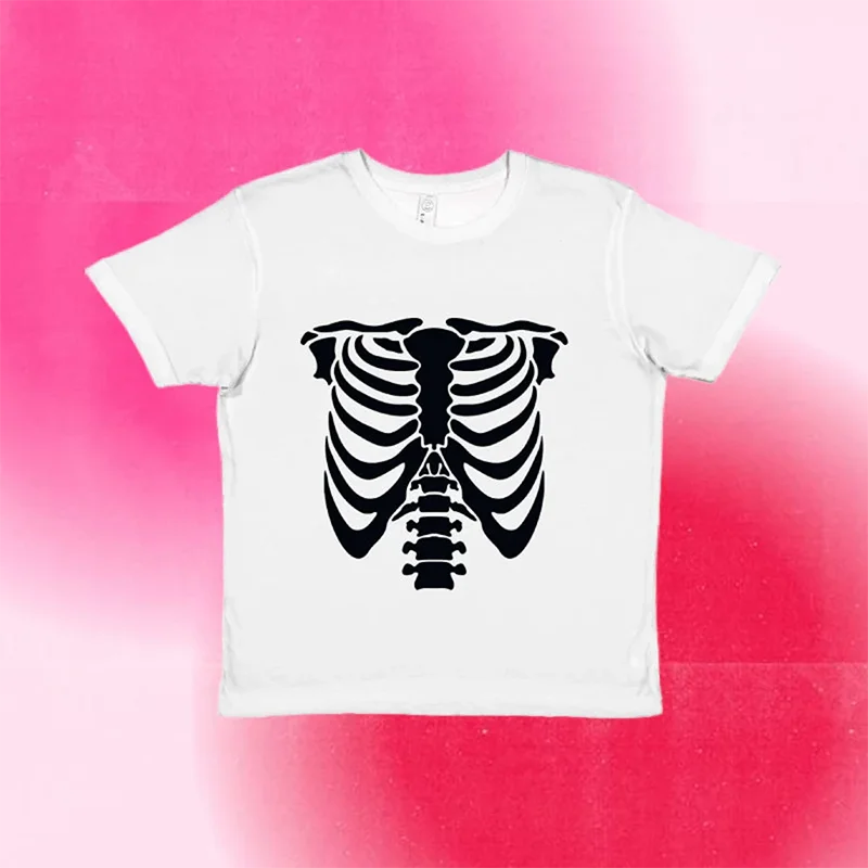 

Summer Skeleton skeleton Print Y2K SloganT-Shirt Men Women Fashion Hip Hop Streetwear Harajuku Short Sleeve Plus Size T Shirt