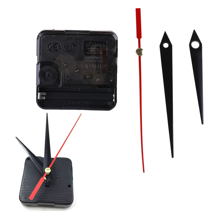 Hot! 1SeDIY Clocks Parts Quartz Clock Movement Mechanism Repair Parts Black + Hands Replacement Parts Kit Set