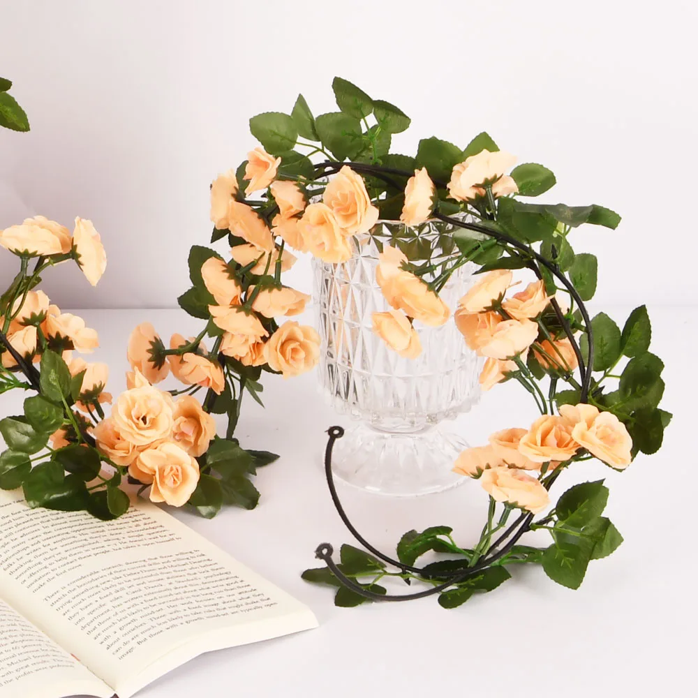 Künstliche Blumen Rebe 45/69 Stück Kopf Rose gefälschte Blume Home Room Decor DIY Hochzeit Dekoration Wand 1 Stück hängende Girlande Pflanzen