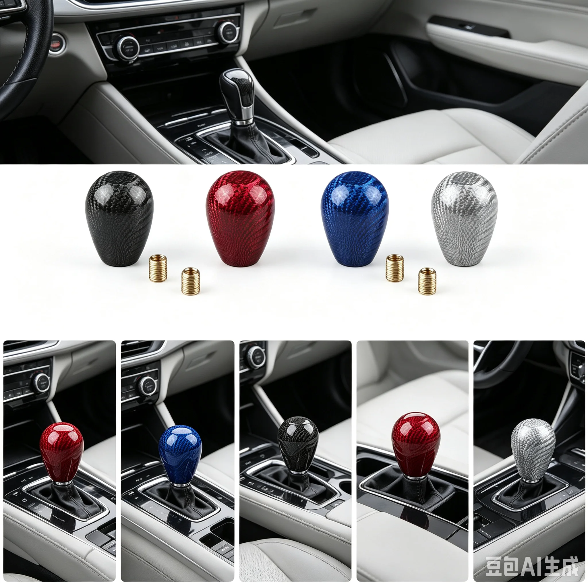 Universal Car Carbon Fiber Aluminum Gear Shift Knob Gearshift Shifter Stick Knob Lever Headball MT AT Fit For Honda Toyota
