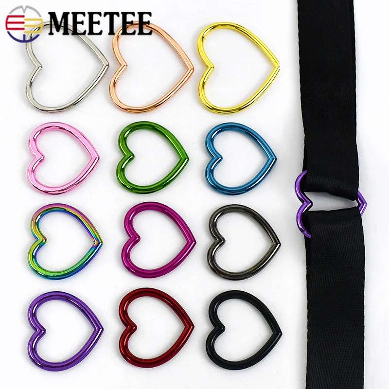 Meetee 10-50 pz cuore anello gancio borsa cinghia collegamento cerchio rotondo fibbie in metallo fettuccia O anelli chiusura cintura decorare fibbia