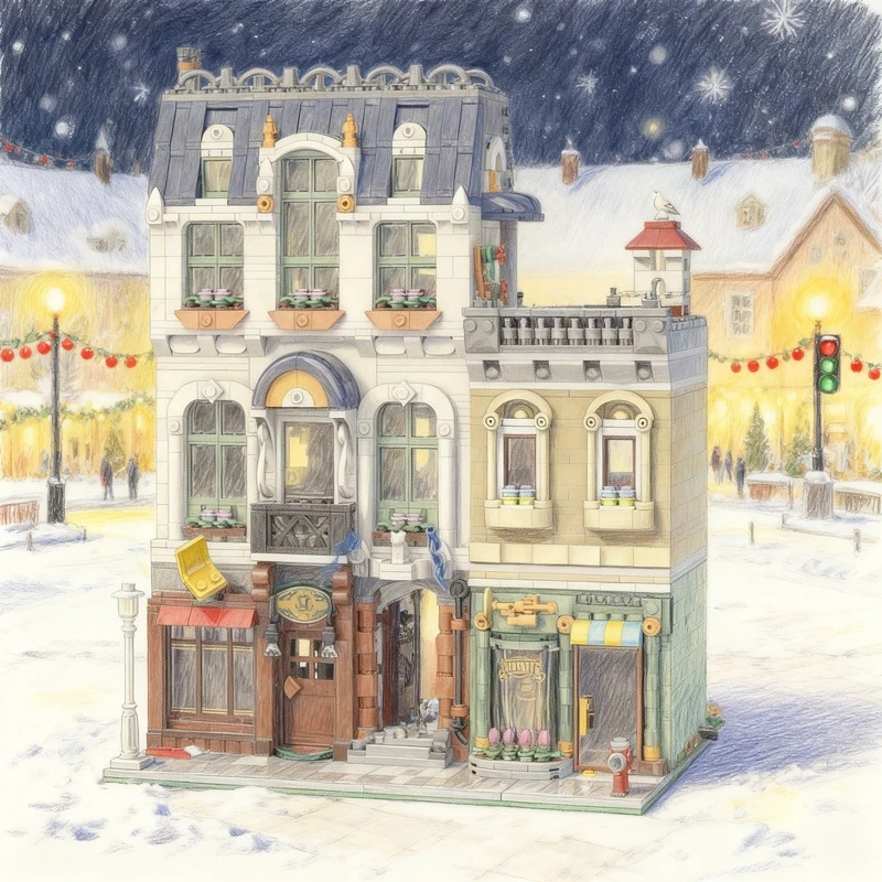 

3429 деталей MOC: Модульная модель городской улицы «Терапевт» — Конструктор, игрушка, подарок, креативный коллекционный предмет для демонстрации, премиум-класс