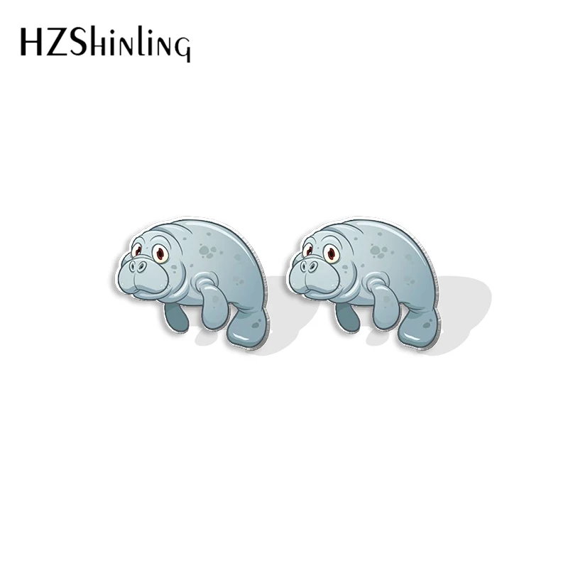 2023 New Arrival Fashion Cute Manatee Sea Animals Stud Earrings Handcraft Epoxy Earrings Acrylic Earrings