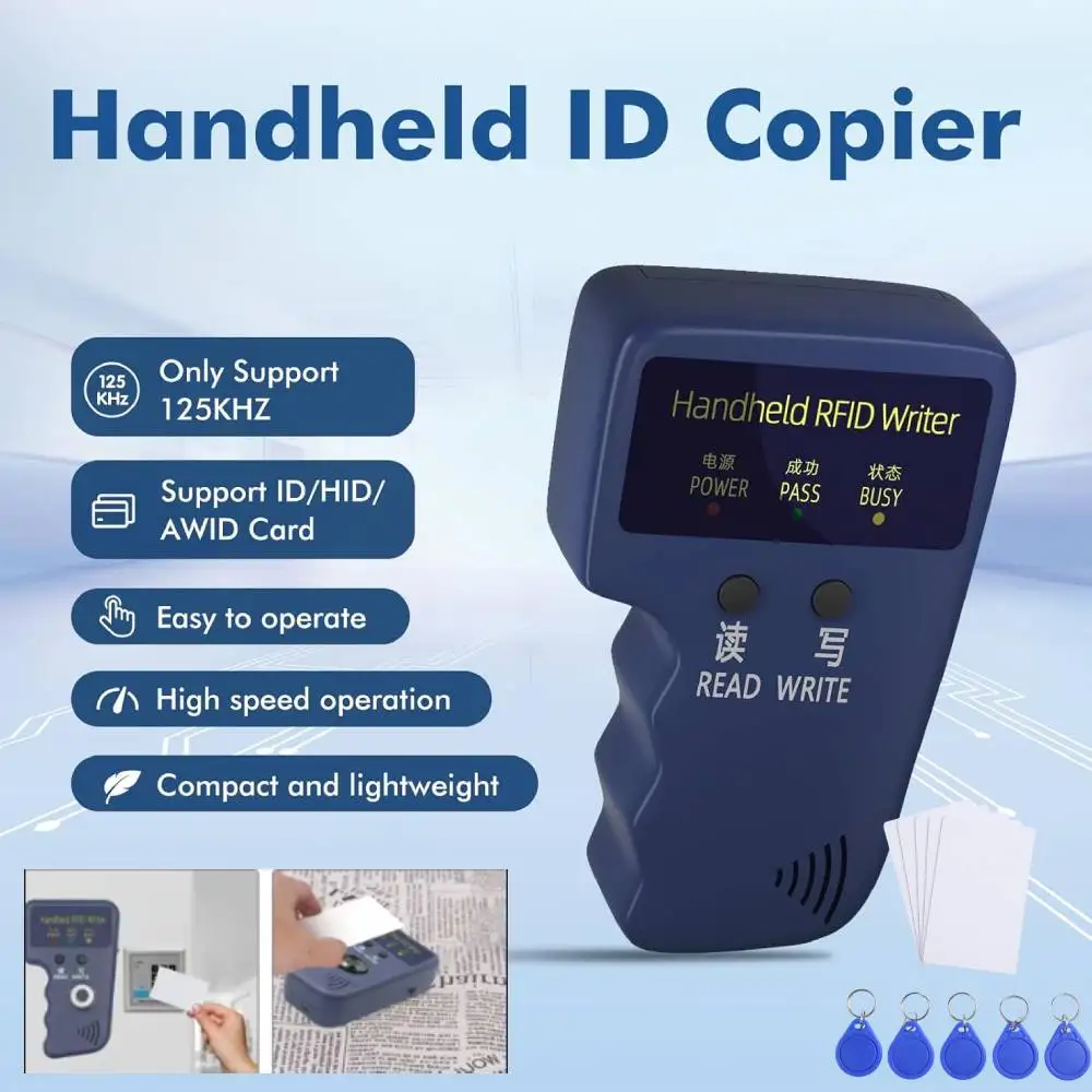 125KHz RFID Programmer Duplicator Copier Writer Reader Writer ID Card Cloner Key Keychain for Home Apartment Community