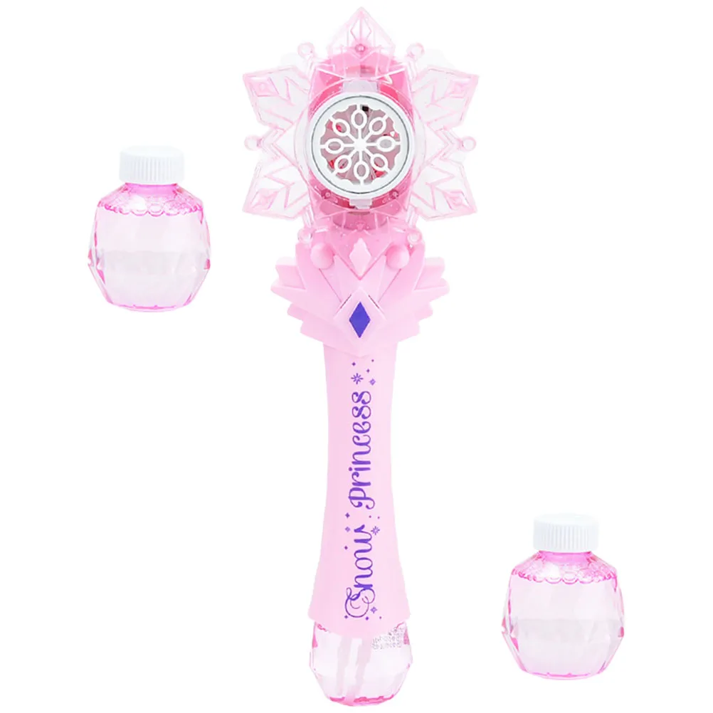 Draagbare muziek Gloeiende bellenmachine Roze 2-flessen Bellenwater Veilig Plastic Cartoonvorm Lichtgewicht feestspeelgoed
