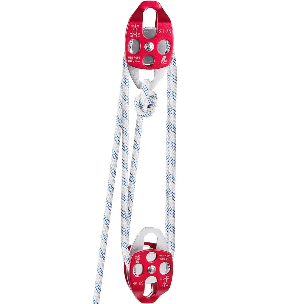

Twin Sheave Block and Tackle 1/2" x 200Ft Twin Sheave Block with Braid Rope 30-35KN 6600-7705LBS Double Pulley Rigging
