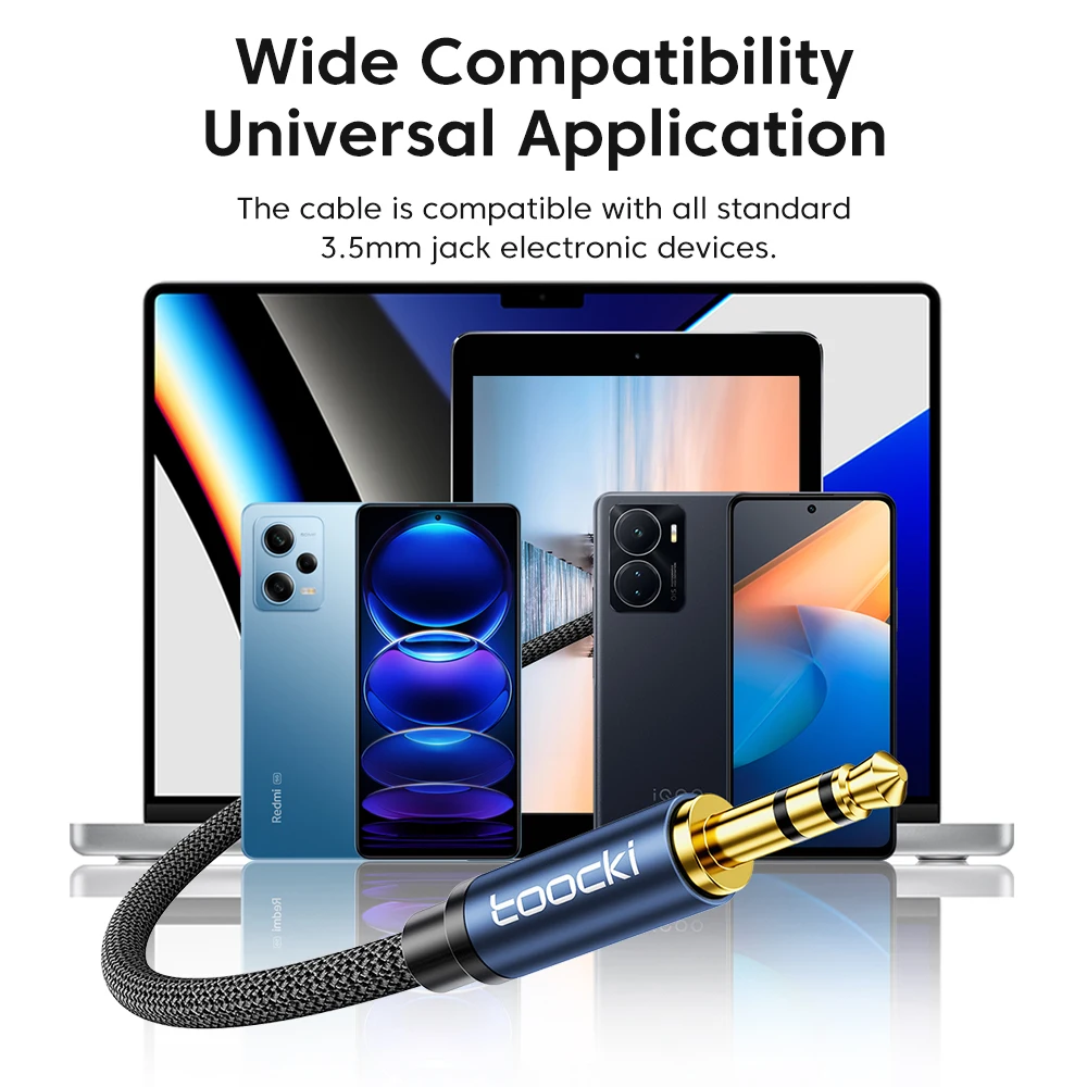 Toocki 3.5mm Jack Aux Cable Support Mic For Headphones Speaker Extender Cord For Mobile Phone Car MP3/MP4 Audio Extension Cable view 5