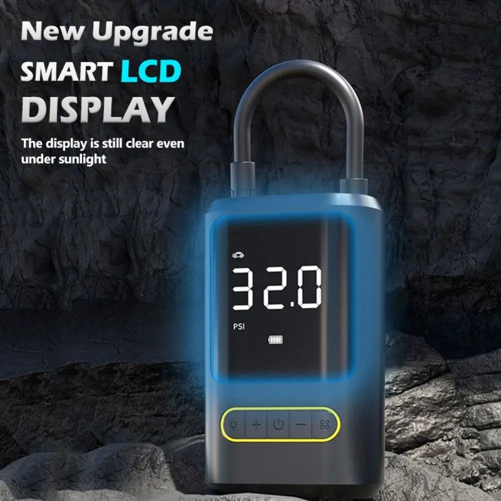 

Многофункциональный портативный электрический насос с USB-зарядкой, ЖК-дисплеем, LED-подсветкой и беспроводным подключением для накачки шин
