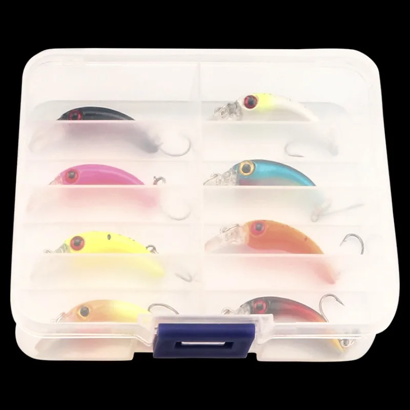 8 Pcs 1.5g Minnow Road Runner Set Micro BaitMini-Bow Single Hook Fake BaitMilfoil Rock SpinnerbaitNewbie Fishing Essentials