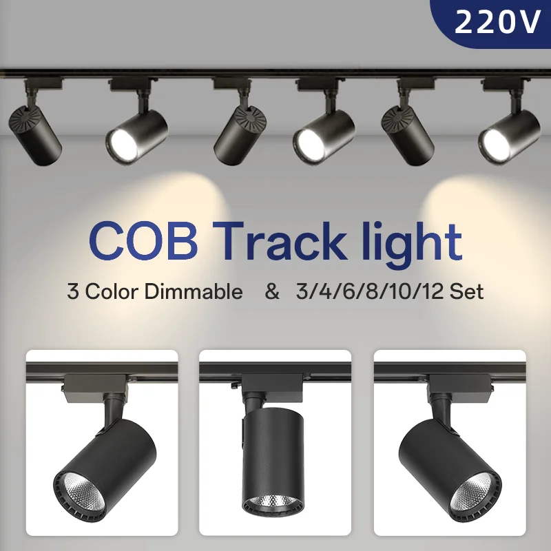 

Full Set Rail Lighting Tracks Light COB Track Light 12W 20W 30W 40W Spotlight Rail Light Led Kitchen Light Clothing Store 220V