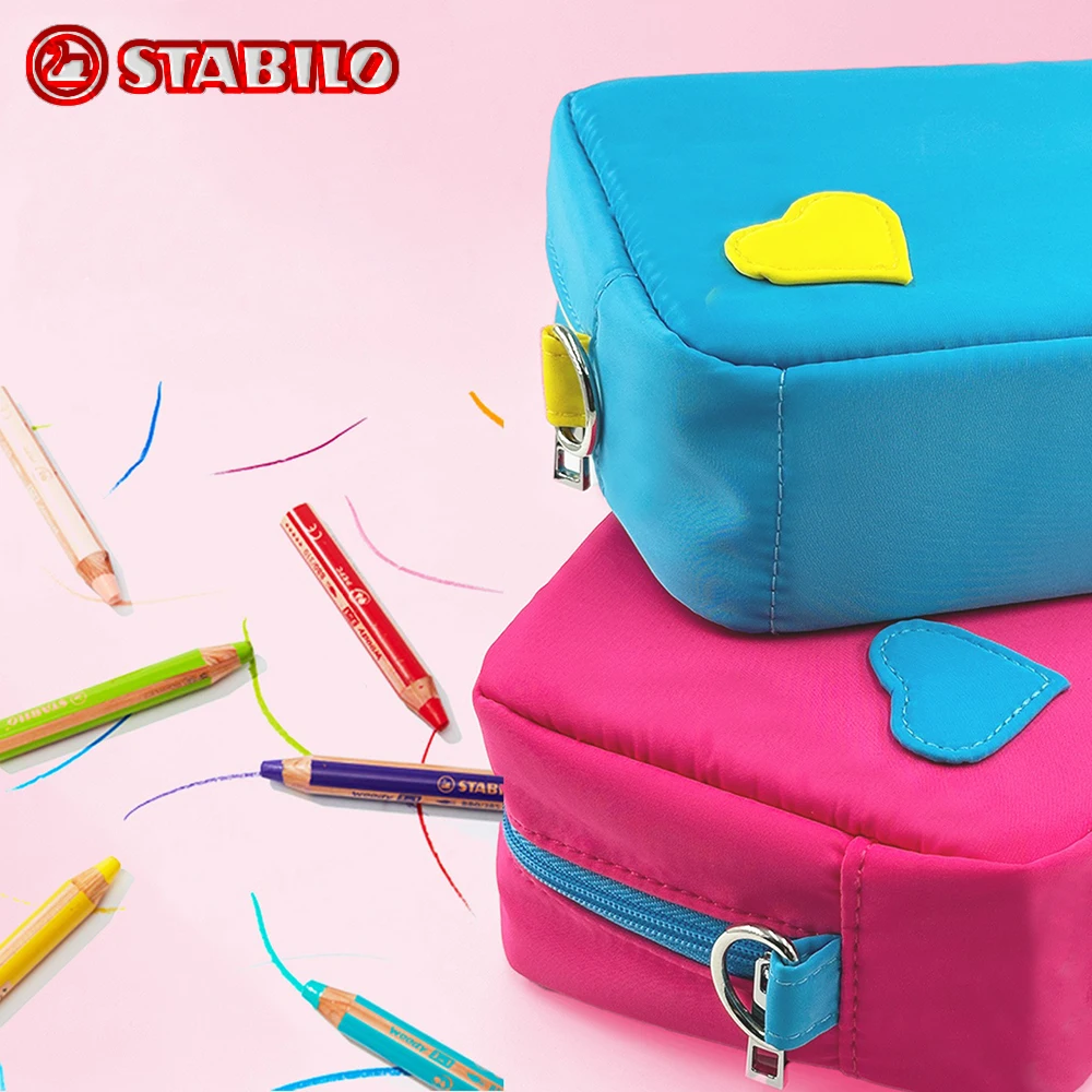 1PC Stabilo Pencil Case High-capacity Storage Bag Zipper Style Large Opening Design Back To School Kawii Stationery