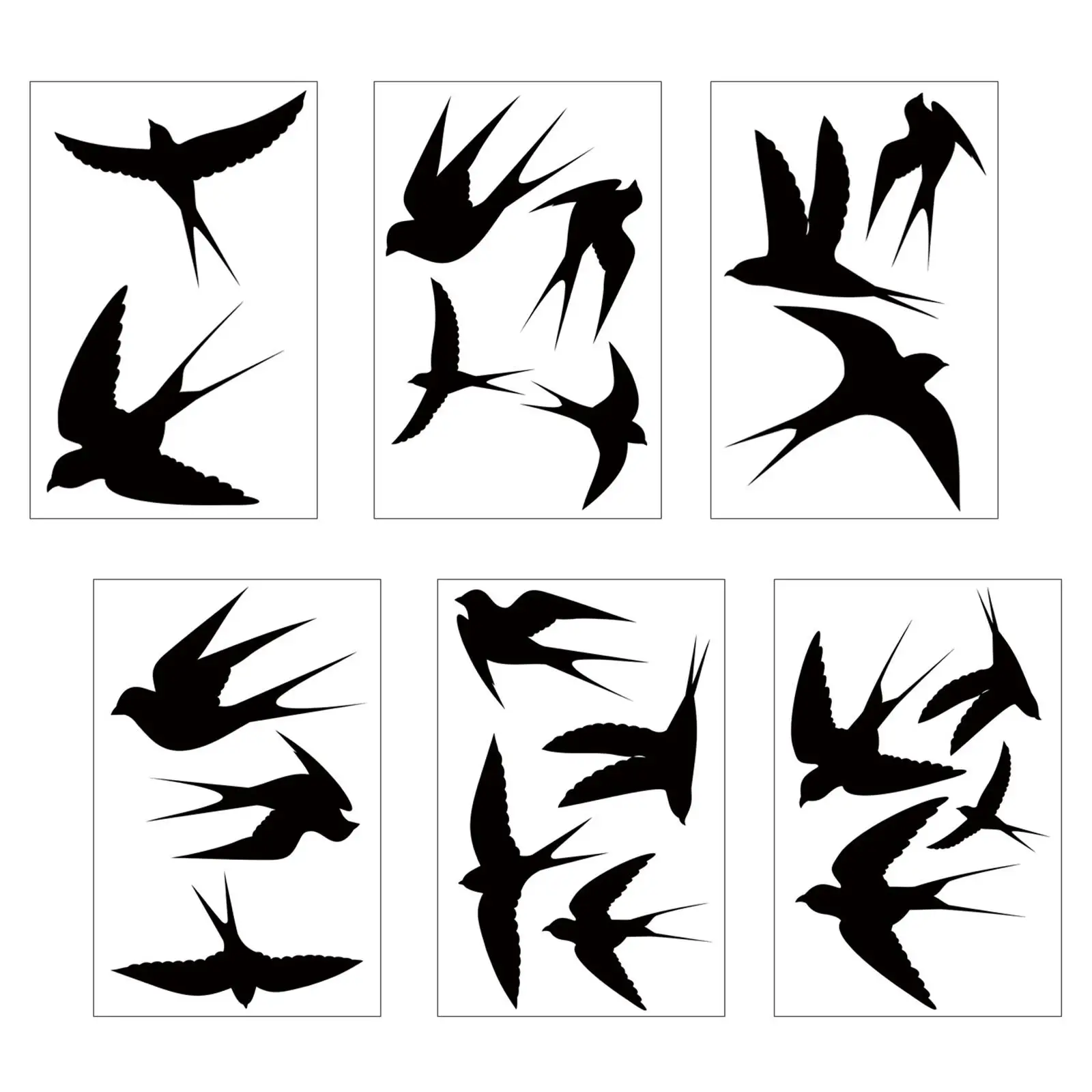 Swallow Stickers 6 Sheets 20pcs Pvc Birds Anti Collision Window Clings for Glass Doors Walls Stone Metal Wood 7.87x11.81inch