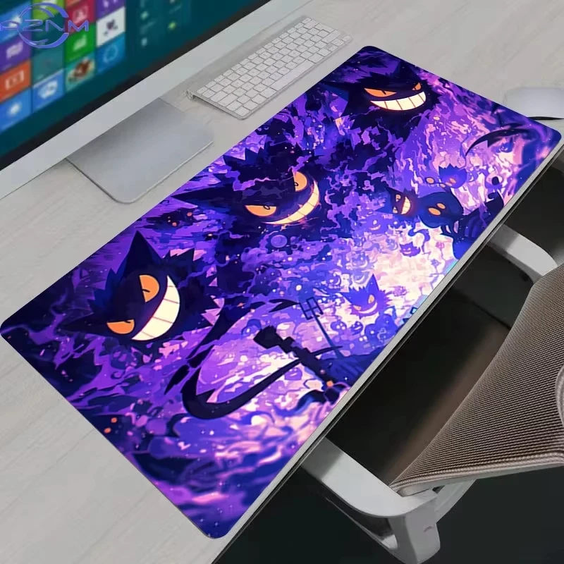 Gengar Pokemon TCG Playmat, non-slip rubber mat, starry purple galaxy anime art mousepad for Pokemon TCG players and collectors