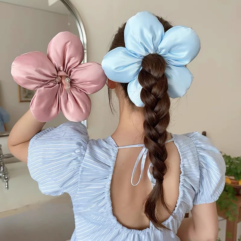 AWAYTR bando karet tali busa Satin, aksesori rambut untuk wanita dan anak-anak