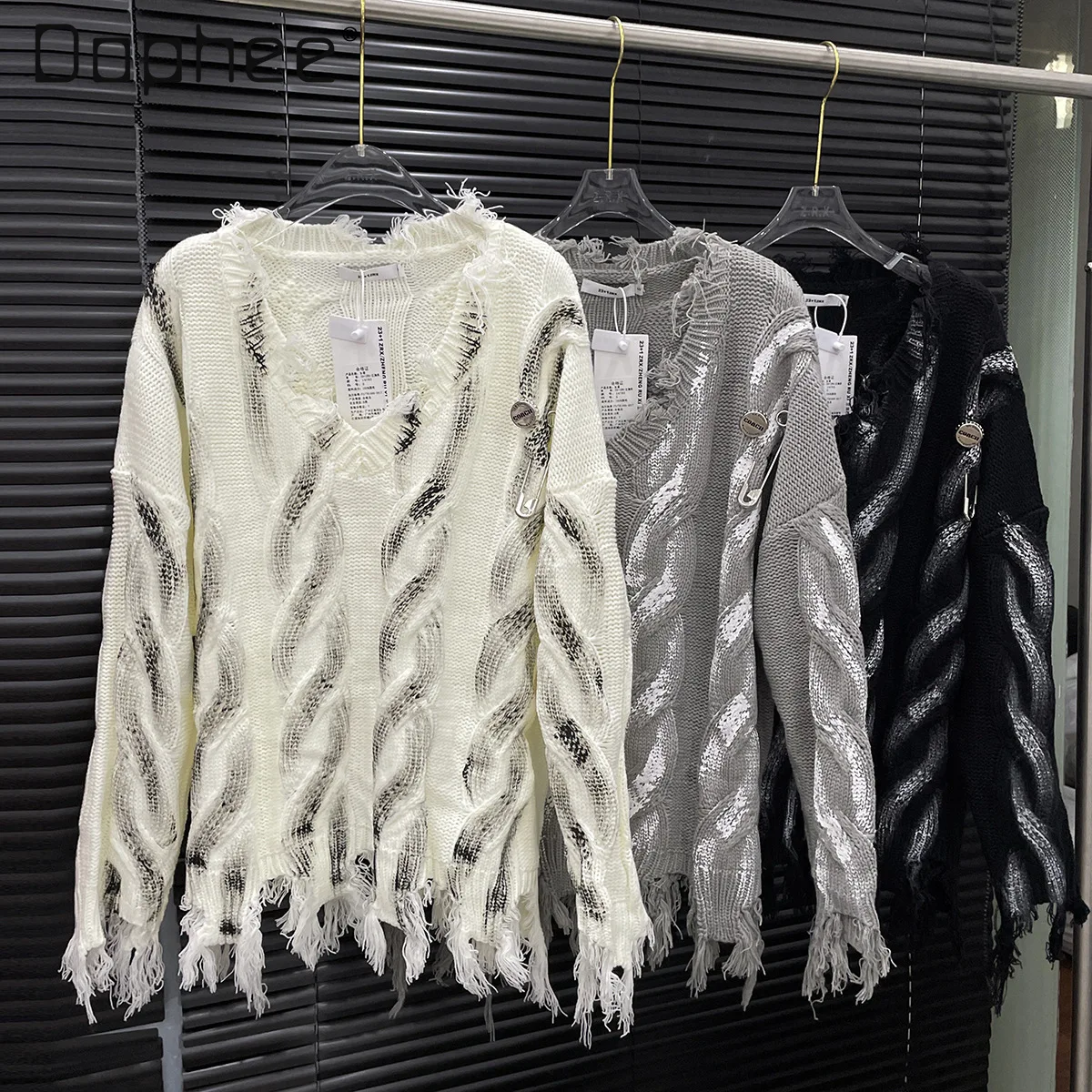 

Early Autumn New Street Personality Patchwork Color Knitted Sweater for Women Korean Fashion Oversized Long Sleeve Pullover Top