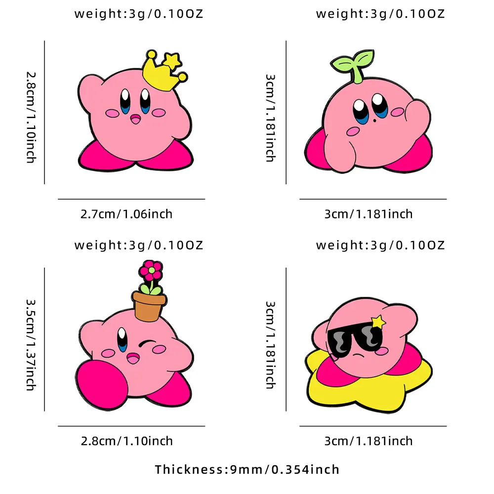 

1-4pcs Kirby Enamel Lapel Pins Set Fashion Jewelry Cartoon Badge Brooch Pin for Women Backpack Jeans Accessories