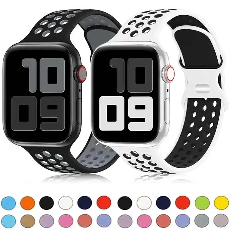 

For Apple watch band 42mm 46mm 45mm 44mm 49mm 41mm 40mm 38 Sport Silicone bracelet correa Series 10 9 8 7 6 5 3 4 SE Ultra strap