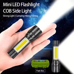 Mini latarka o dużej mocy USB ładująca latarka LED Zoom lampa oświetleniowa wodoodporna latarnia zewnętrzna dalekiego zasięgu do awaryjnego biwakowania