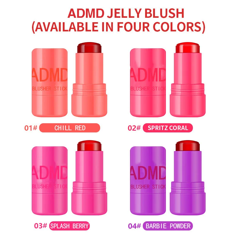 3 in 1 Milk Jelly Tint Facial Blusher Wand Blush Jelly ลิปสติก Rouge ครีม Shimmer Blusher Stick แต่งหน้า Lip Tint Cheek สี