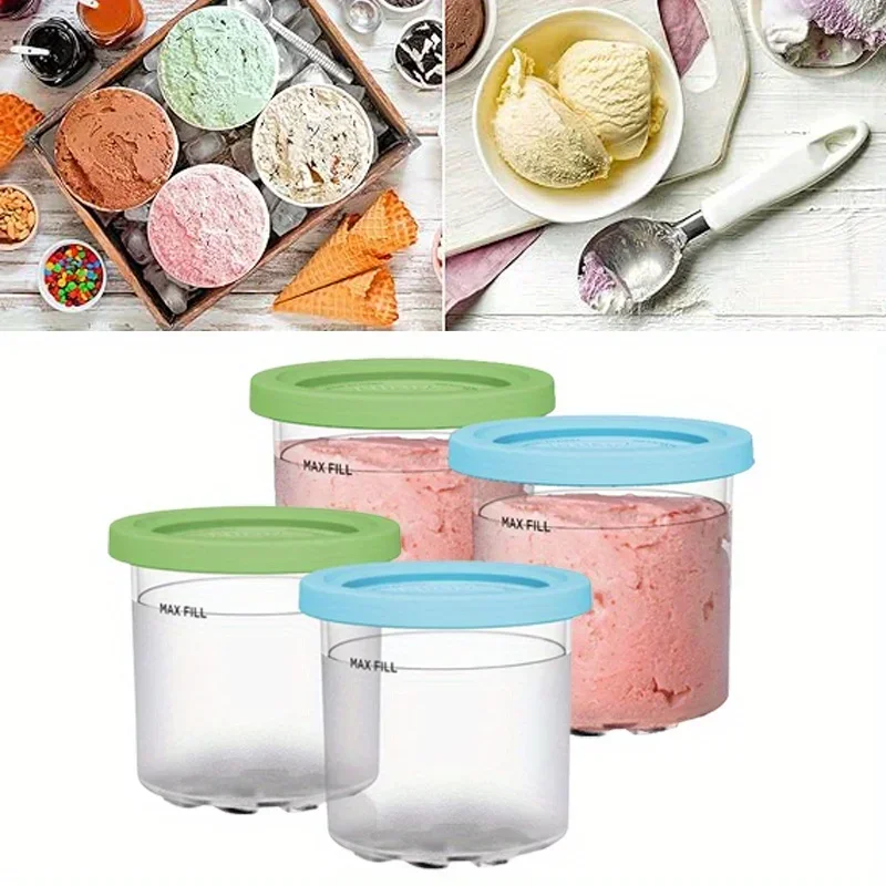 

4pc Ice Cream Pints Cups for NINJA- CREAMI NC300s Series Ice Cream Maker Replacements Storage Jar with Sealing Lids