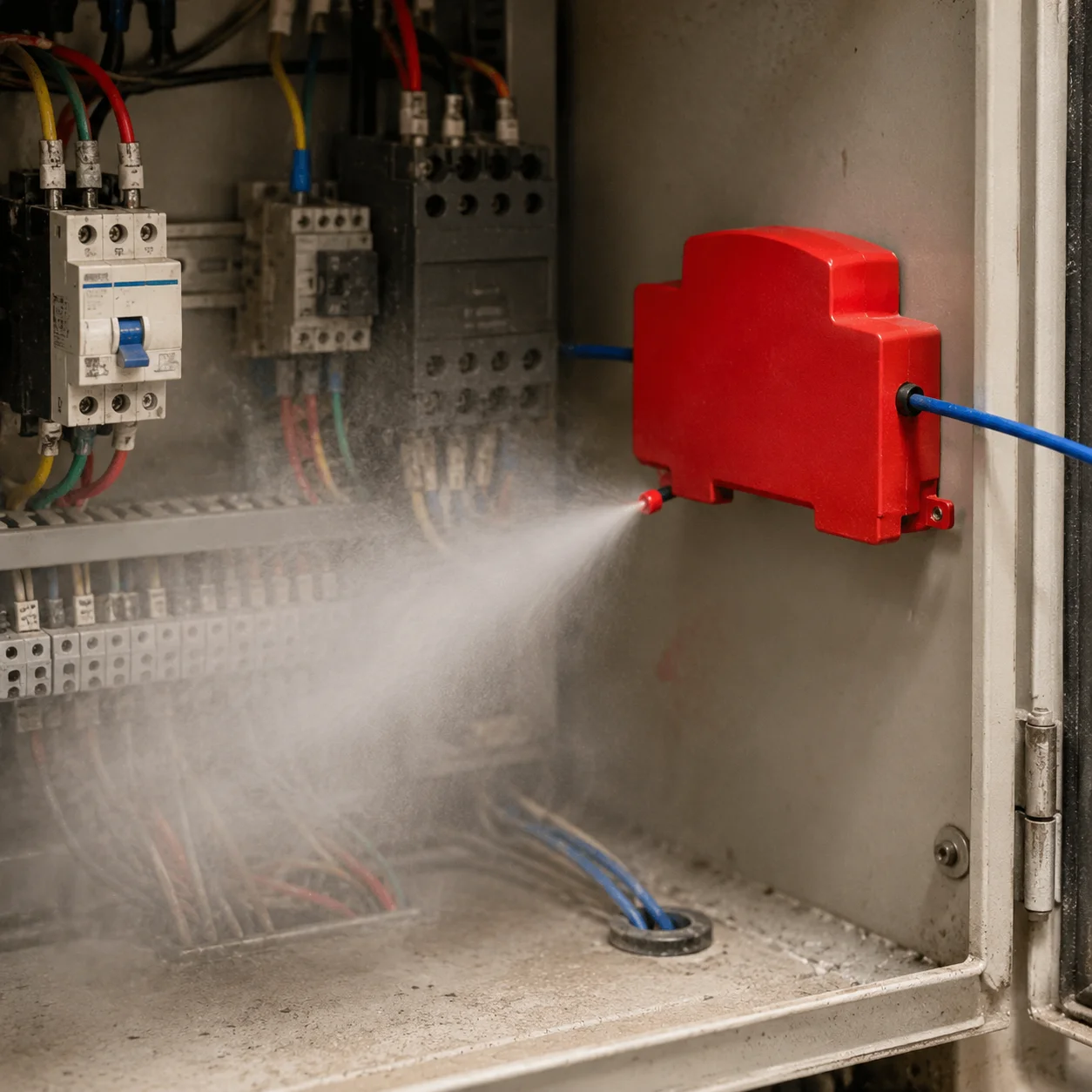 Dual-Line Design Flame Retardant Device Flame Retardant Automatic Activation Automatic Fire Extinguishing Sticker DIN Rail Mount
