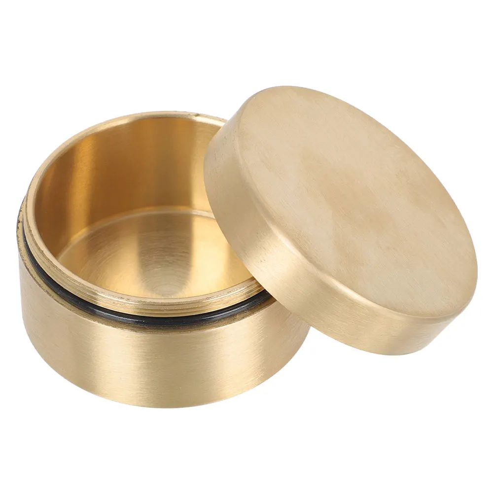 

Copper Waterproof Box Round Container Metal Storage Boxes Sealed Brass Keepsake Jewelry Travel Dustproof Outdoor