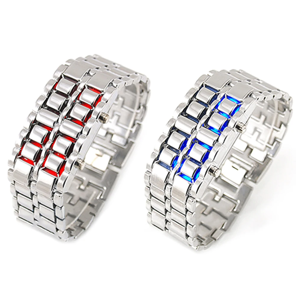 2021 Nieuwe Punk Cool Fashion Mannen \ 'S Vrouwen \ 'S Unsex Rvs Led Digitale Quartz Armband Horloge voor Dagelijks