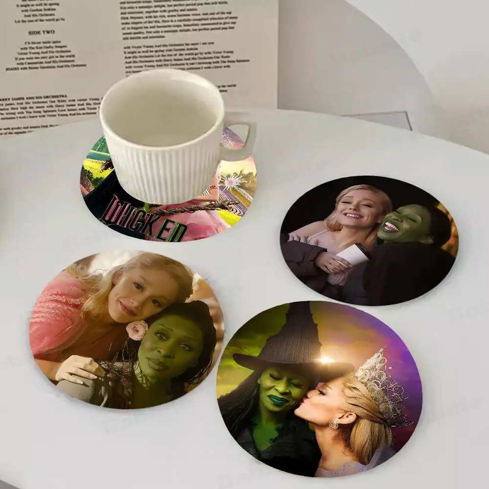 

WickeES Elphaba Glinda Themed Wooden Coaster Non-Slip Heat Resistant Dining Table Decoration Cafe Restaurant Unique Gift
