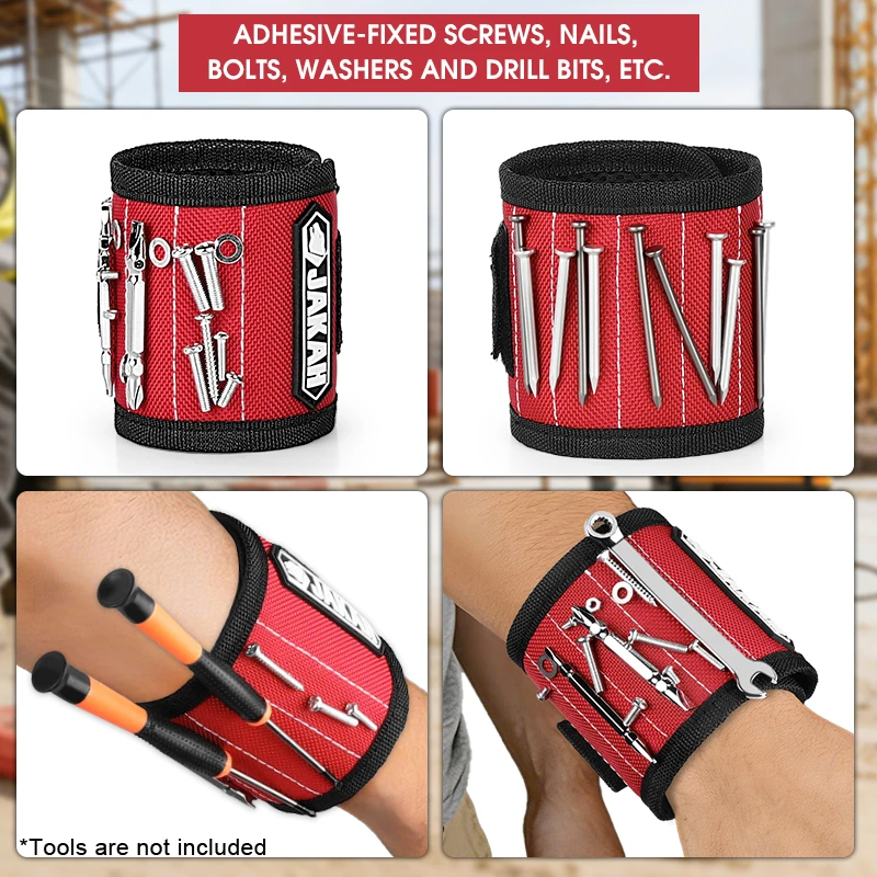 JAKAH Magnetic Wristband for Holding Screws Nails Drilling Bits Wrist Tool Holder Belts with Strong Magnets Cool Gadgets for Men