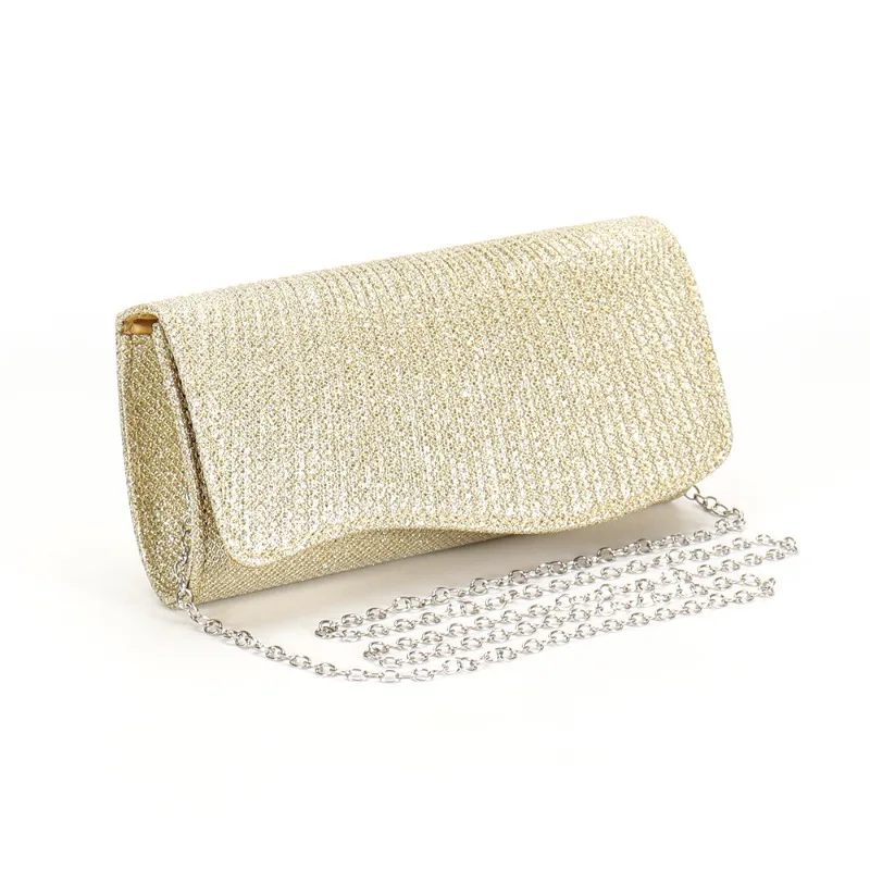 2026 New Women Fold Glitter Handbag Shiny Envelope Evening Bag Ladies Pleated Silver Clutch Chain Wedding Party Mini Long Purse view 5