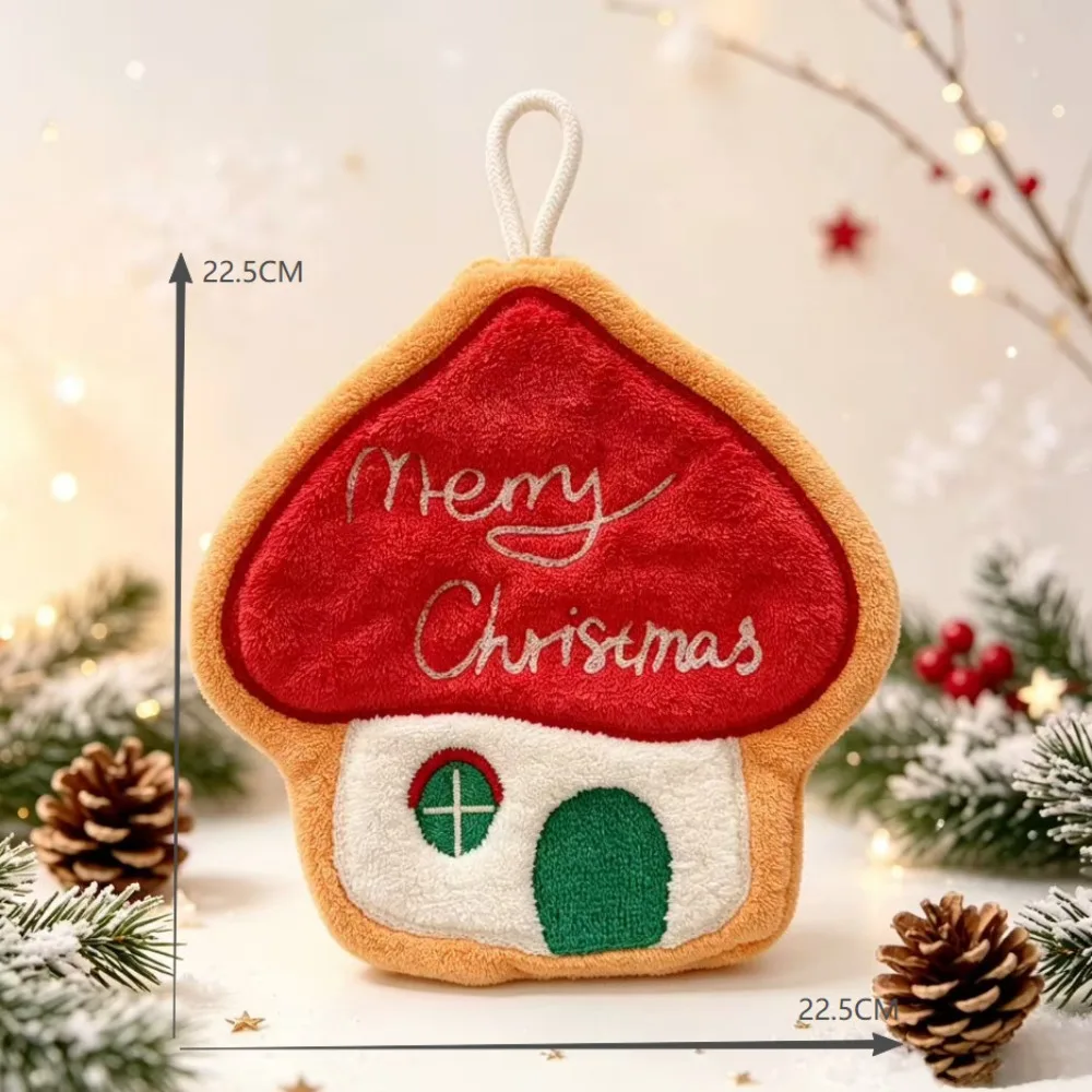 Water Absorption Christmas Hand Towels Quick-drying Coral Fleece Christmas Tree Handkerchiefs Hanging Cleaning Hanging Wipes