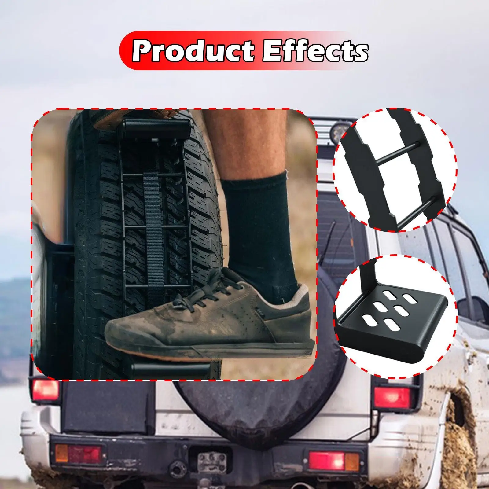 

Wheel Step Ladder Anti Slip Pedals Heavy Duty Vehicle Equipment Accessories with Ratchet Strap