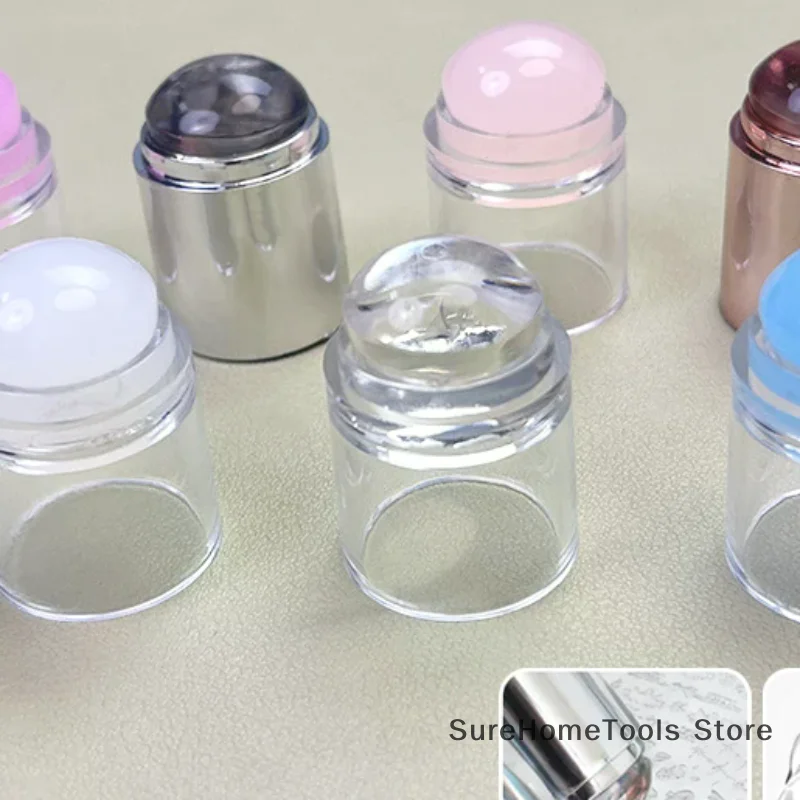 Erasable Mini Small Single Head Silicone Seal Nail Steel Plate Transfer Tool Stamping Jelly With Scraper French Tip Nail Stamper