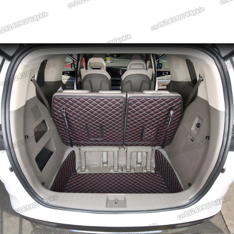 leather car trunk mat cargo liner rear boot groove carpet for kia carnival ka4 2021 2022 2023 2024 accessories luggage cushion