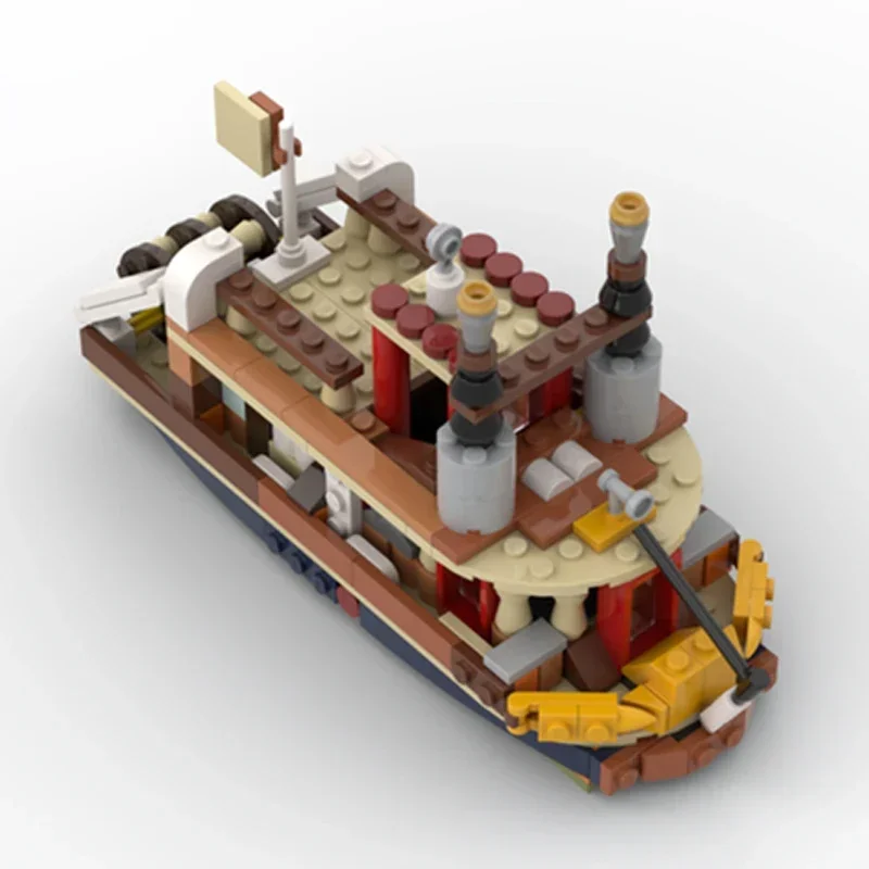 Moc Mattoni da costruzione Modello di nave militare Foresta Tecnologia Steamboat Blocchi modulari Regali Giocattoli per bambini Set fai da te Assemblaggio