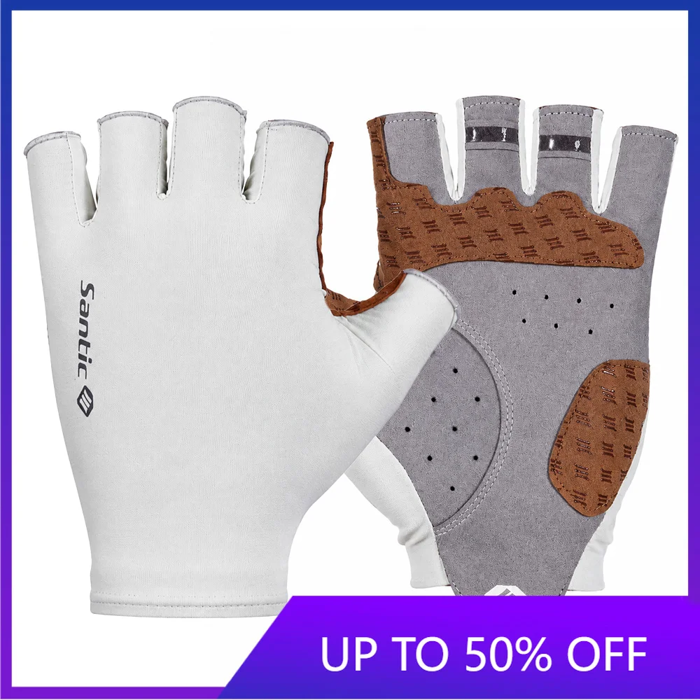 Santic New Cycling Gloves Touch Cool  Breathable Half Finger Cycling Gloves Shock Absorbing Non-Slip Biking Gloves TZ26P237