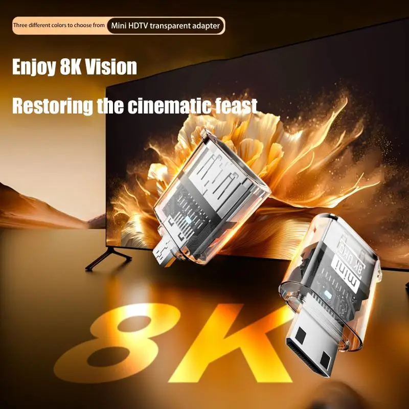 Mini  to Micro  8K 60Hz Video Audio Converter Adapter Cable Male to Female Connect Displays for Home Theater TV Streaming