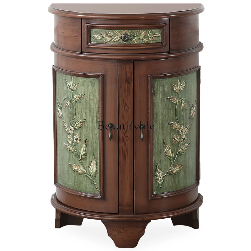 

American Country Semicircle Small Entrance Cabinet Entrance Foyer Mediterranean Retro Painted Sideboard Cabinet