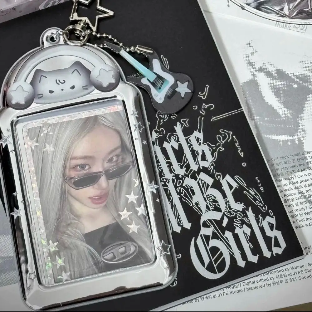 Cute Cat Rabbit ID Campus Card Holder Korean Stars Album Photocard Holder 3Inch Bass Pendant Photo Storage Case Protection Cover