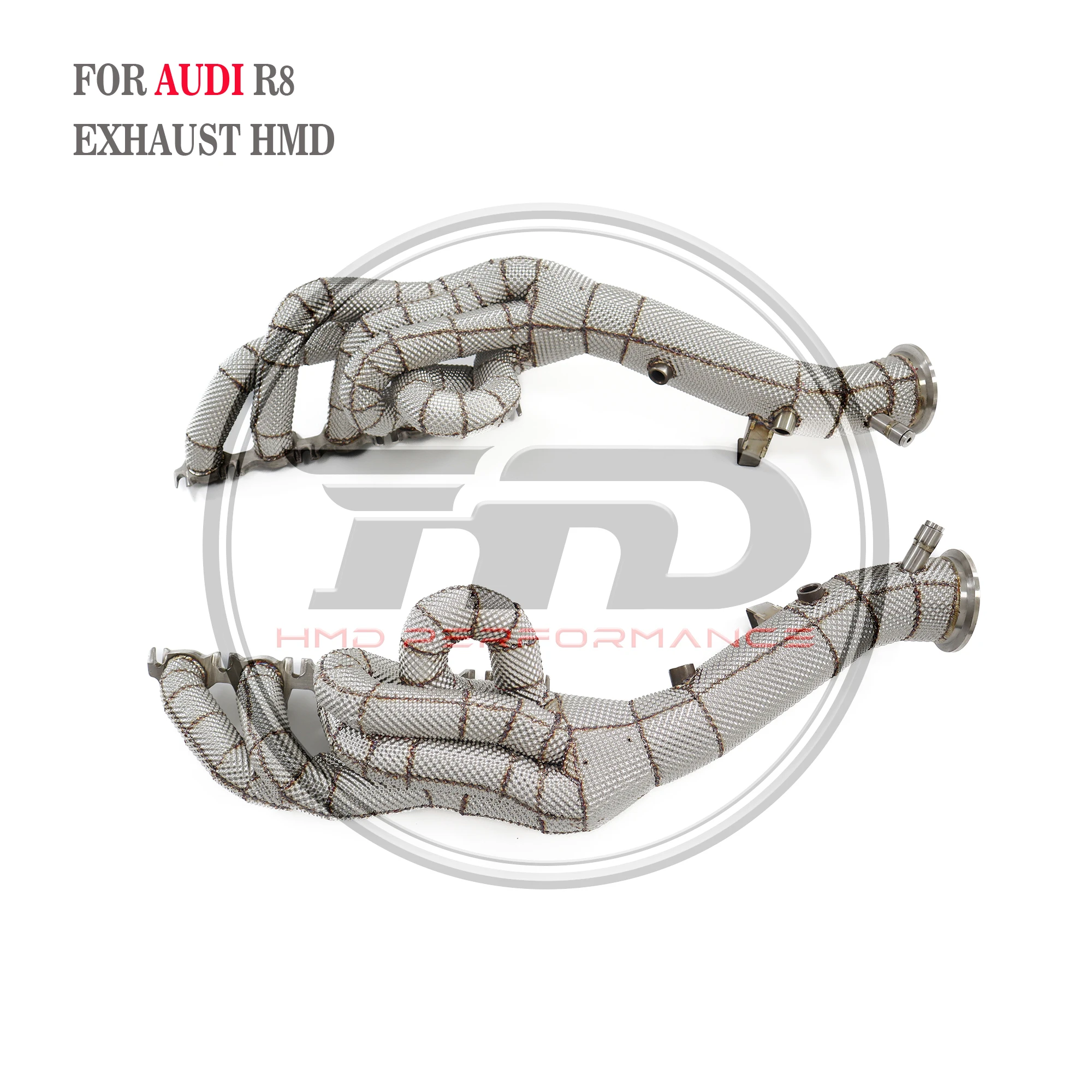 HMD Exhaust System High Flow Performance Headers for Audi R8 2021 with Insulation V10 5.2L Catless Pipe