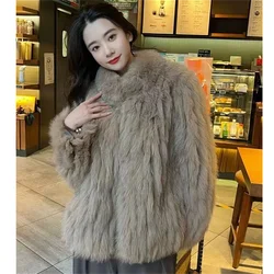 2024 Autumn/Winter Fox Fur Coat Thick Short Popular Fur Coat Lmitation Fur Grass Coat Female's Stand Up Collar High-End OutCoat