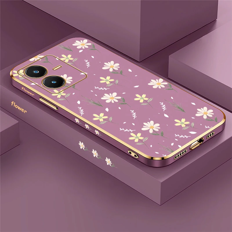 Soft TPU Silicone Case For Vivo V30 Pro V29E V29 V27E V25E LATAM V25 V23 V23E V20 SE V21 V40 V30E Plating Flower Pattern Cover