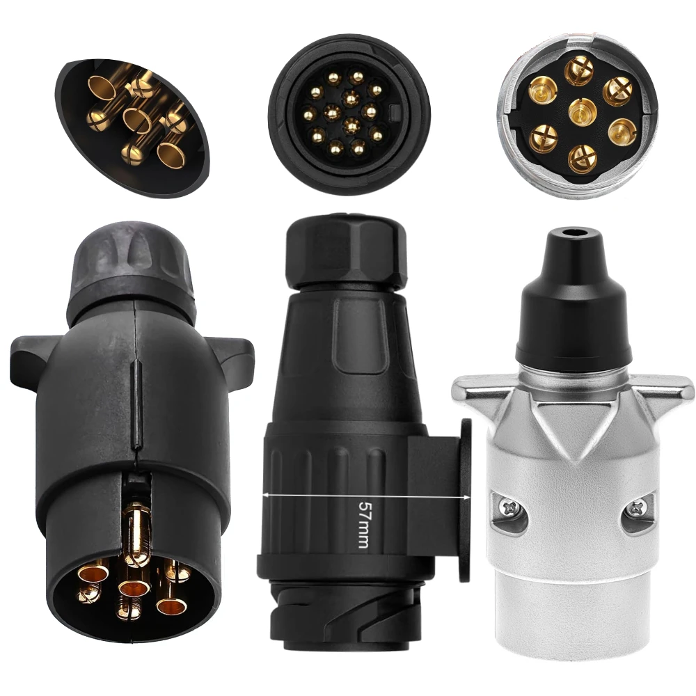 12V 7/13 Pin Trailer Plug Socket Set Plug Trailer RV Plug Socket Car Trailer Coupling Connector EU Plug