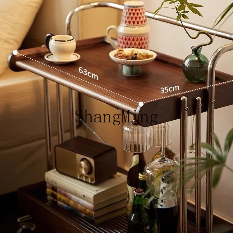 FG medieval solid wood removable sofa edge few retro living room trolley bedside rack