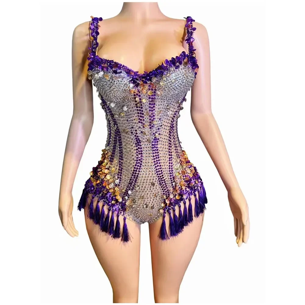 NONE Fringe Rhinestone Performance Bodysuit 6