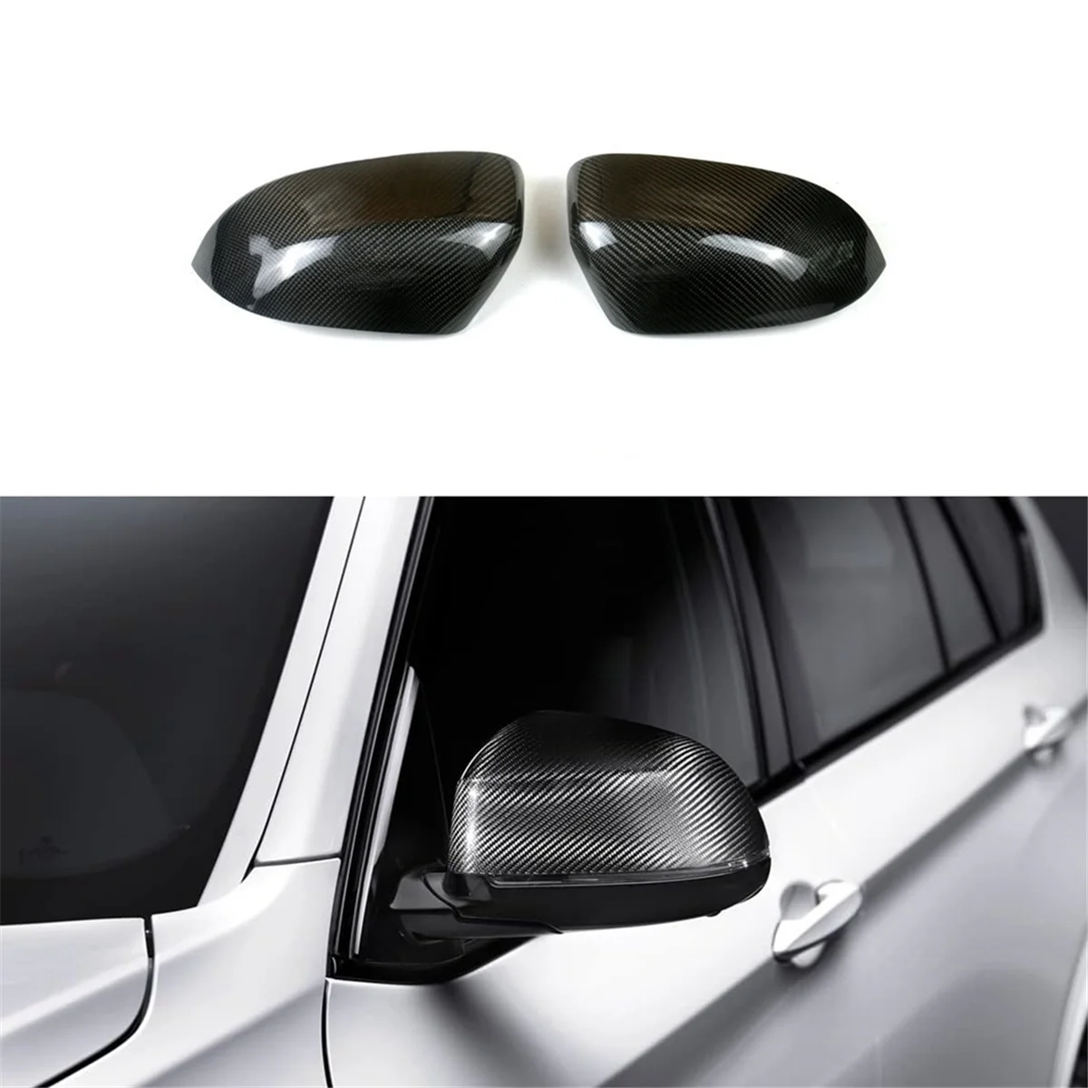 Carbon Fiber Mirror Caps Covers for BMW X3 F25 X4 F26 X5 F15 X6 F16 2014-2018 Side Door Rearview Mirror Cap Trim