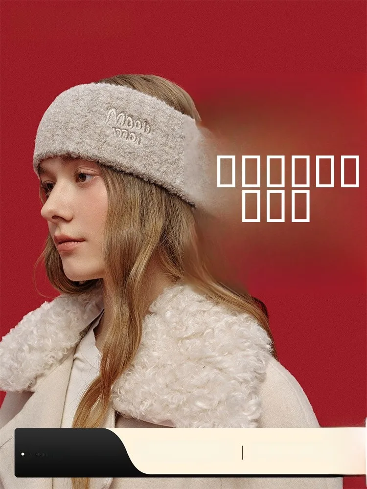 

Вязаная повязка для волос Moonmoi из смесовой шерсти с широкими полями и буквенным узором, универсальная базовая модель для молодых женщин