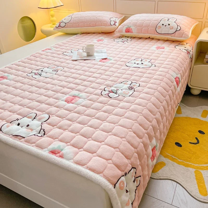 Winter Soft Milk Velvet Foldable Mattress Toppers Students Dormitory Thicken Bedsheet Home Warm Tatami Floor Mat Queen Bedspread