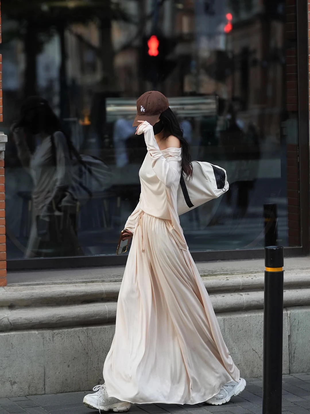 

Luna7xi корейский свободный крой, длинная футболка и юбка све, женский осенний повседневный дышащий хлопковый костюм из двух предметов