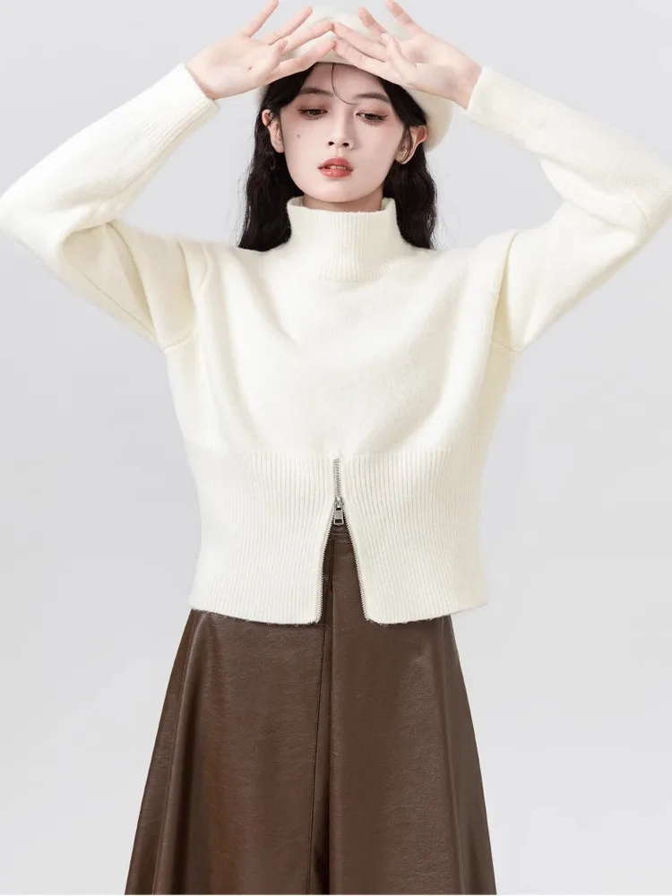 كنزات بلوفرات نسائية باللون الأزرق الداكن Y2K قطن كولوربلوكيد بوكسي ستريت الحضرية هاراجوكو ثقافة الموضة العصرية الشرير الشباب